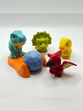 Fisher-Price Little People Friendly Dinosaur 4 Figure lot & Boulder accessory